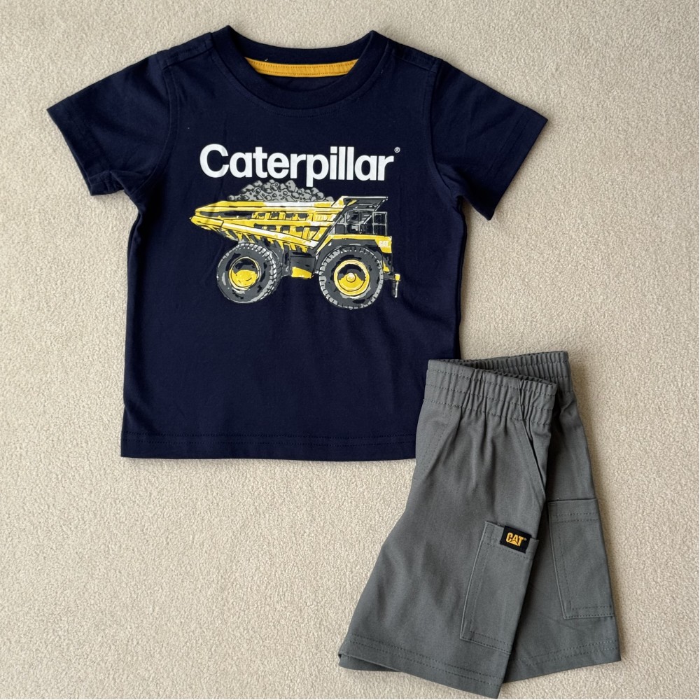 ست تیشرت شلوارک پسرانه وارداتی Caterpillar مناسب ۹ ماه تا ۷ سال