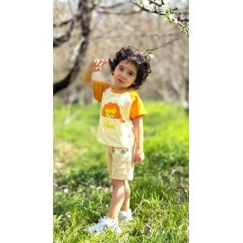 ست تیشرت شلوارک وارداتی طرح شیر مناسب ۱ تا ۵ سال