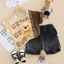 ست تیشرت شلوارک‌وارداتی تدی Bear مناسب ۱ تا ۵ سال